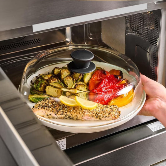 cloche pour micro ondes en verre glasscover proprete