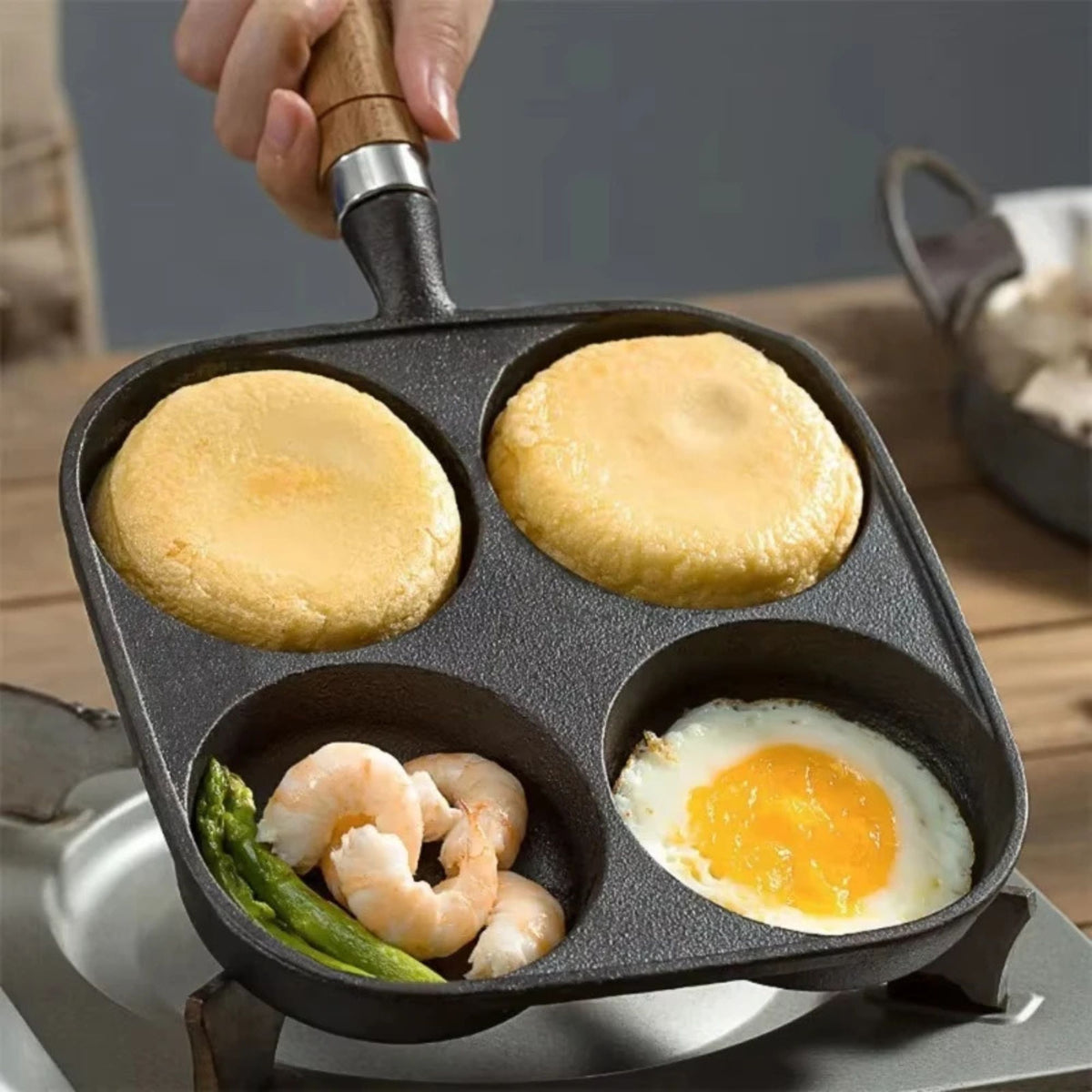 poele en fonte quatre compartiments gain de temps