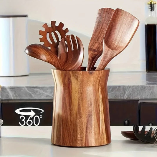 pot ustensiles cuisine bois rotatif taille-s