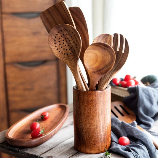 pot ustensiles de cuisine en bois pratique