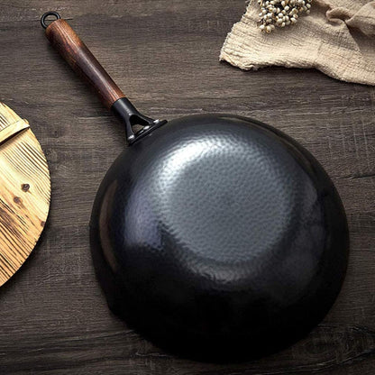 wok acier carbone fond plat